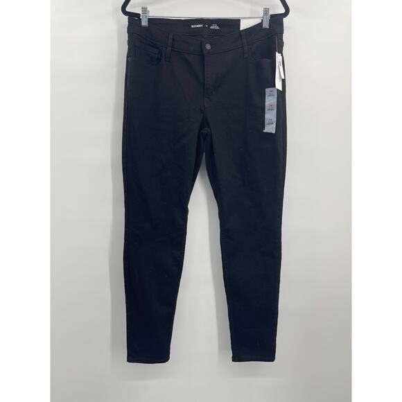 Old Navy Womens Mid Rise Rockstar Super Skinny Black Denim Jeans NEW Size 14 - Picture 2 of 11